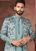 Sky Blue Thread Work Kurta Pant With Jacket