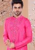 Pink Thread Embroidered Men Kurta Pant Set