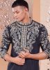 Thread Embroidered Black Kurta Pant Set