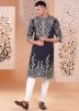 Thread Embroidered Black Kurta Pant Set