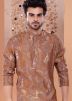 Readymade Brown Men Kurta Set In Print
