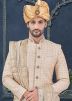 Off White Thread Embroidered Sherwani Set