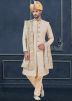 Off White Thread Embroidered Sherwani Set