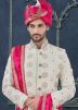 Off White Men Embroidered Sherwani Set