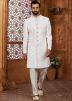 Off White Embroidered Sherwani Set