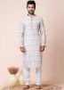 White Printed Readymade Kurta Pajama