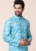 Blue Men Printed Readymade Kurta Pajama