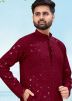 Maroon Sequin Work Kurta Pajama