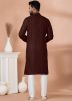 Maroon Sequin Work Men Kurta Pajama