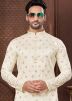 Cream Sequin Work Men Kurta Pajama