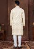 Cream Sequin Work Men Kurta Pajama