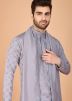 Purple Sequins Work Men Kurta