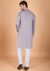 Purple Sequins Work Men Kurta