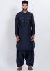 Blue Readymade Pathani Salwar Suit