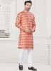 Orange Digital Print Kurta Pajama Set