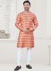 Orange Digital Print Kurta Pajama Set