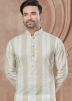 Brown Printed Men Kurta Pajama