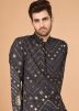 Black Embroidered Men Kurta
