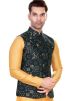 Blue Woven Men Nehru Jacket