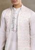 White Mirror Work Kurta With Nehru Jacket
