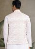 White Mirror Work Kurta With Nehru Jacket
