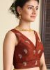 Brown Readymade Embroidered Blouse