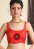 Red Satin Silk Readymade Blouse