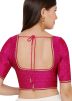 Pink Self Design Saree Blouse