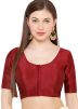 Solid Color Art Silk Blouse In Maroon