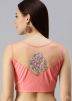 Pink Embroidered Readymade Bouse In Net