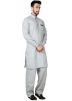 Readymade Grey Linen Pathani Suit Set