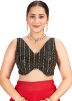 Black Readymade Embroidered Saree Blouse
