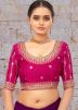Magenta Blouse In Thread Embroidery