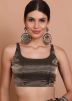 Grey Color Tissue Saree Blouse 