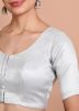 Silver Color Tissue Saree Blouse 