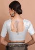 Silver Color Tissue Saree Blouse 