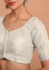 Silver Color Tissue Saree Blouse 