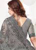 Embroidered Grey Saree With Blouse