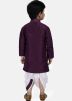 Readymade Solid Purple Kids Kurta With Dhoti