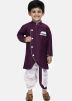 Readymade Solid Purple Kids Kurta With Dhoti