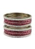 Stone Studded White and Pink Bangle Set