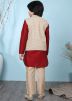 Red Readymade Kurta Pajama With Jacket