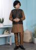 Brown Readymade Kurta Pajama With Jacket