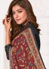 Maroon Digital Print Crape Saree With Blouse