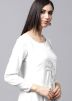 White Rayon Readymade Flared Kurta With Pant
