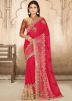 Peach Hand Work Saree In Georgette