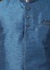 Blue Linen Readymade Nehru Jacket