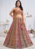Multicolor Embroidered Net Lehenga Choli