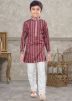 Maroon Printed Kurta Pajama