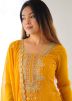 Yellow Georgette Palazzo Suit With Thread Work